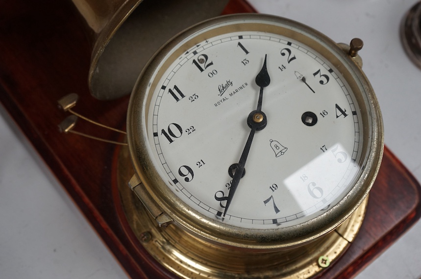 A Shatz 'Royal Mariner' wall clock striking on a bell, 36cm high. Condition - fair, untested